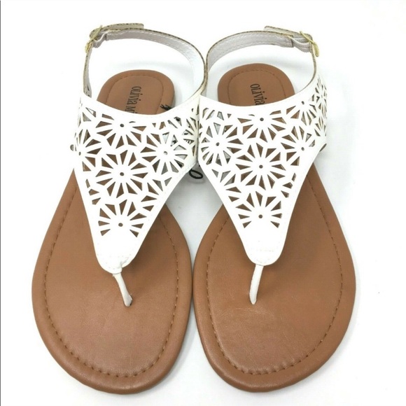 White Thong Sandals Size 8 - Picture 2 of 4